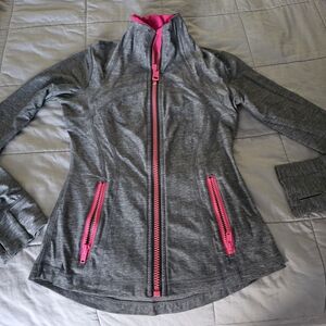 Gray Jacket with Pink Zippers